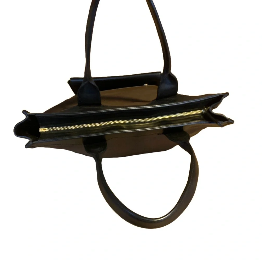 CHLOE FRONT POCKET TOTE BAG IN BROWN & BLACK LEATHER W/DETACHABLE POUCH
